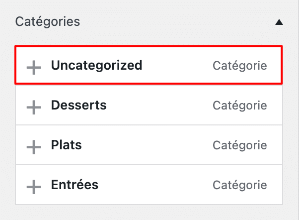La catégorie de WordPress par défaut « Uncategorized ».