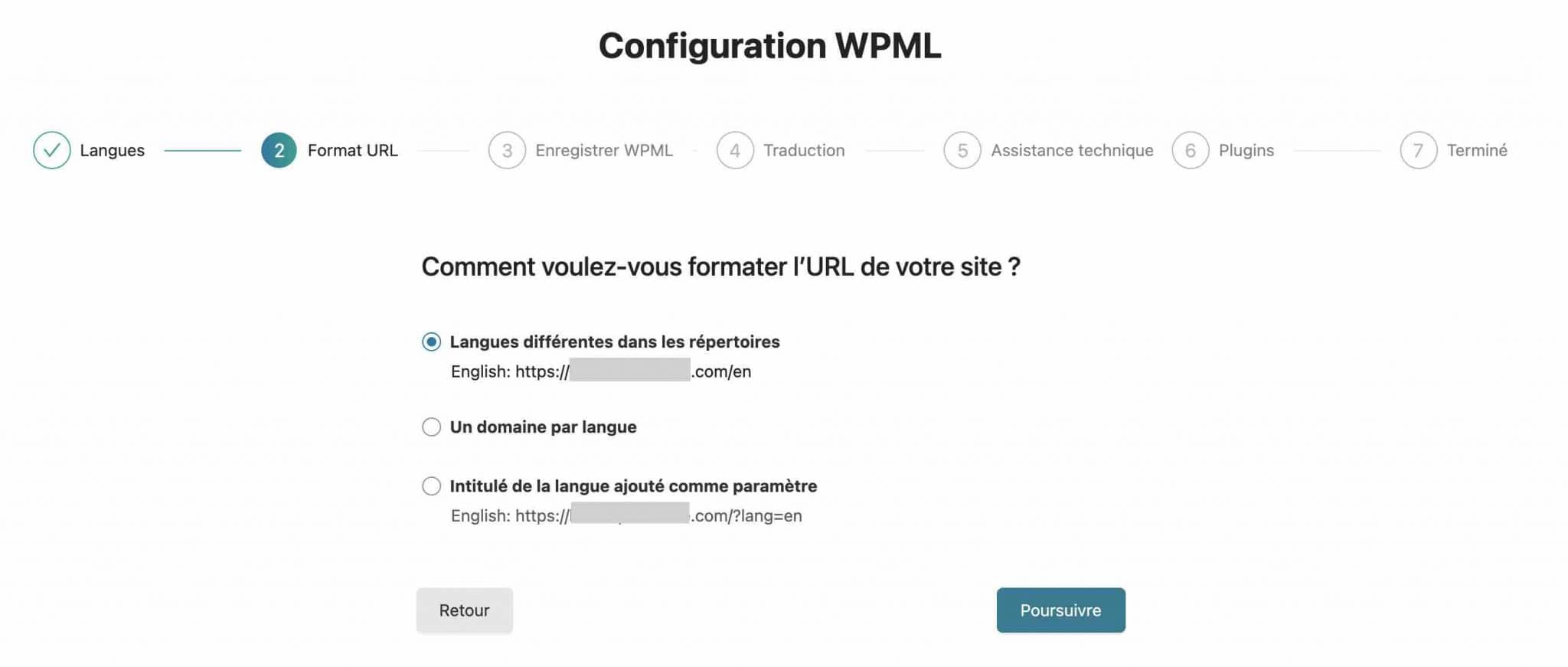 Format d'URL sur WPML.