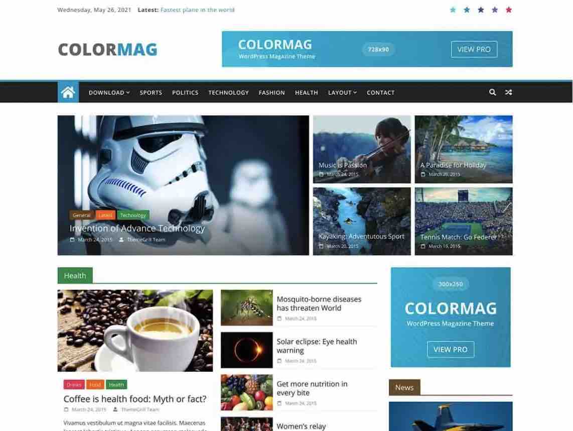 Colormag theme.