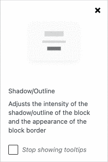 Une animation simule l'ajout d'un ombrage autour d'un bloc Stackable.