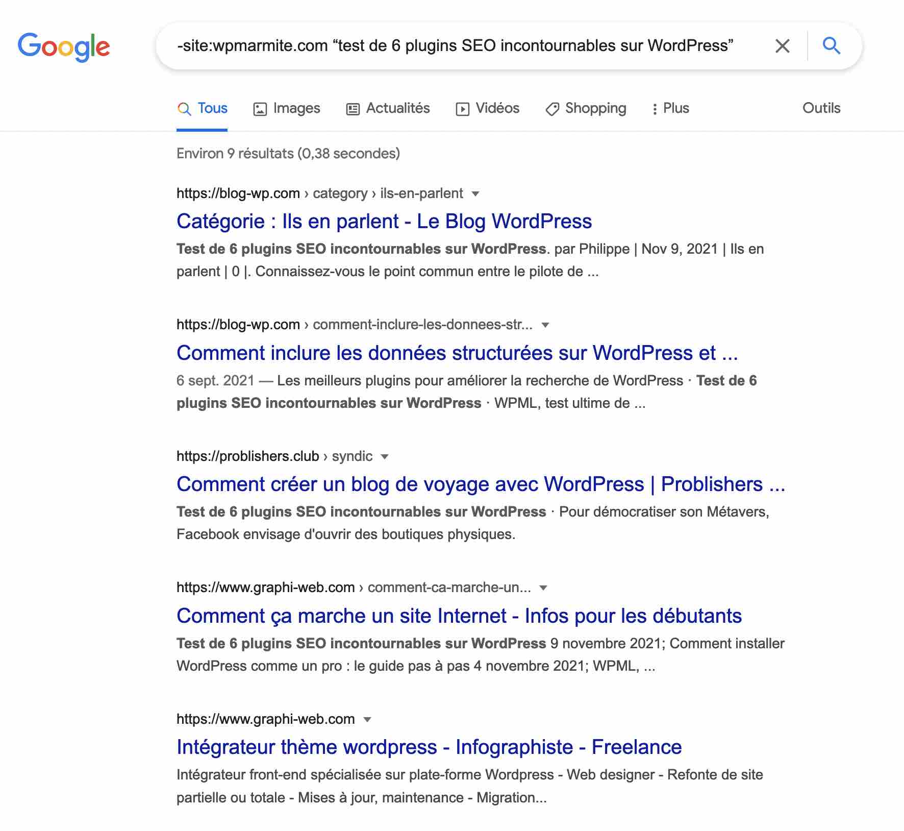 Les opérateurs de Google permettent de chercher du contenu dupliqué.