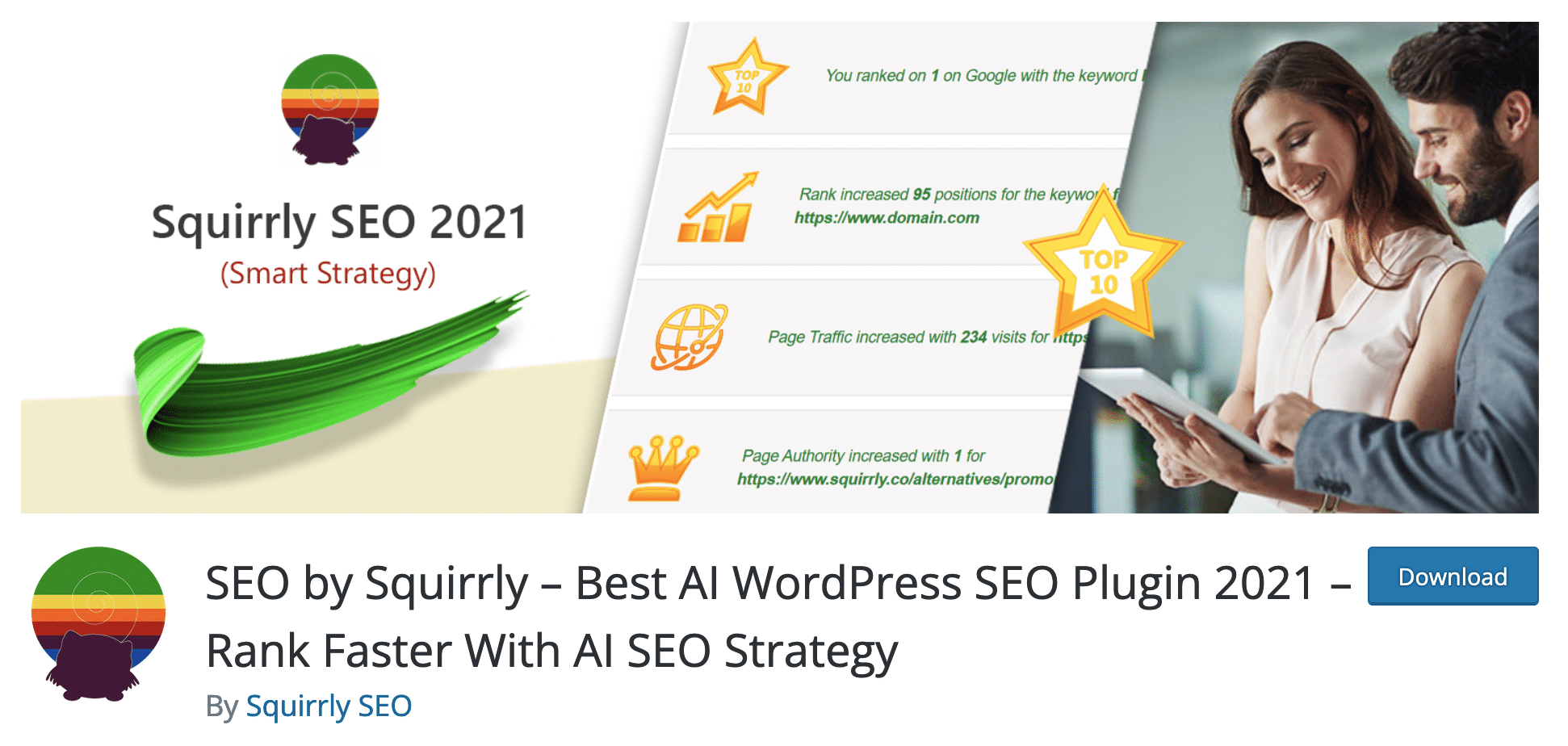 Squirrly is an SEO plugin for WordPress that relies on artificial intelligence.
