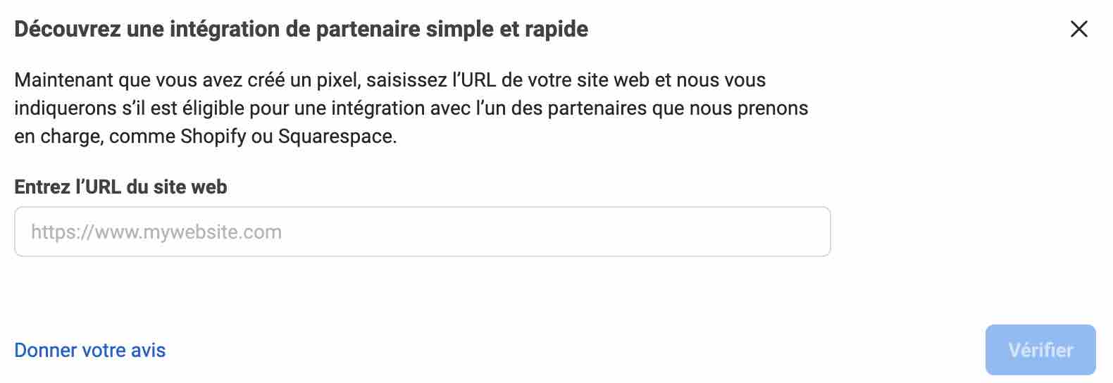 Le pixel Facebook propose des intégrations partenaires.