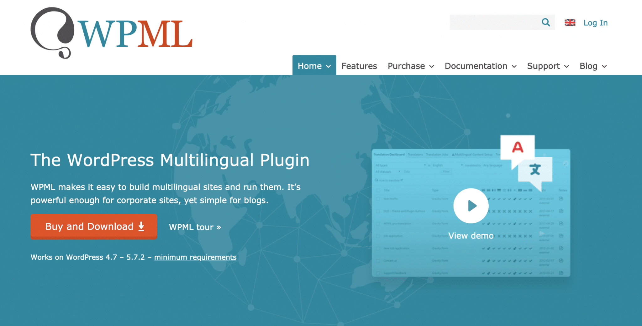 WordPress multilingual plugin WPML dashboard website.