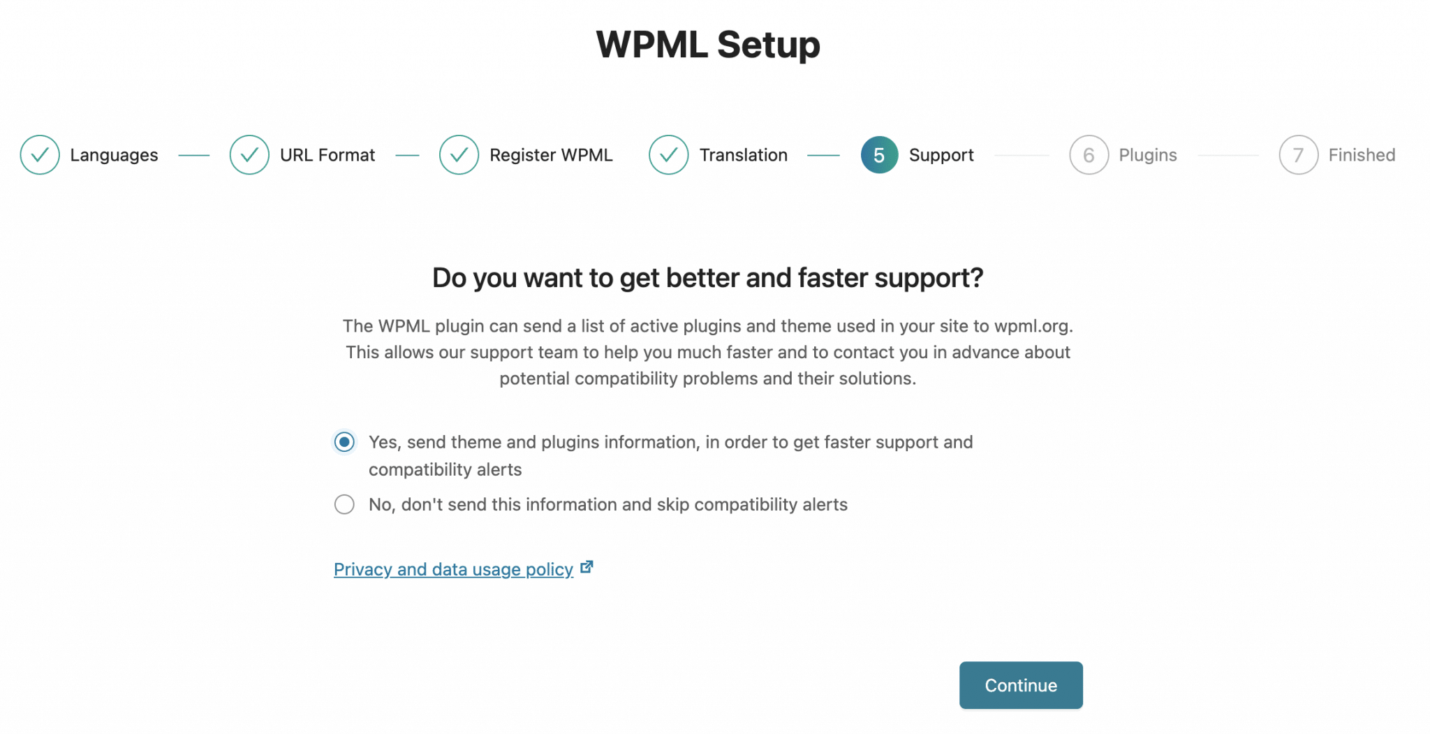 Technical assistance settings on WPML.