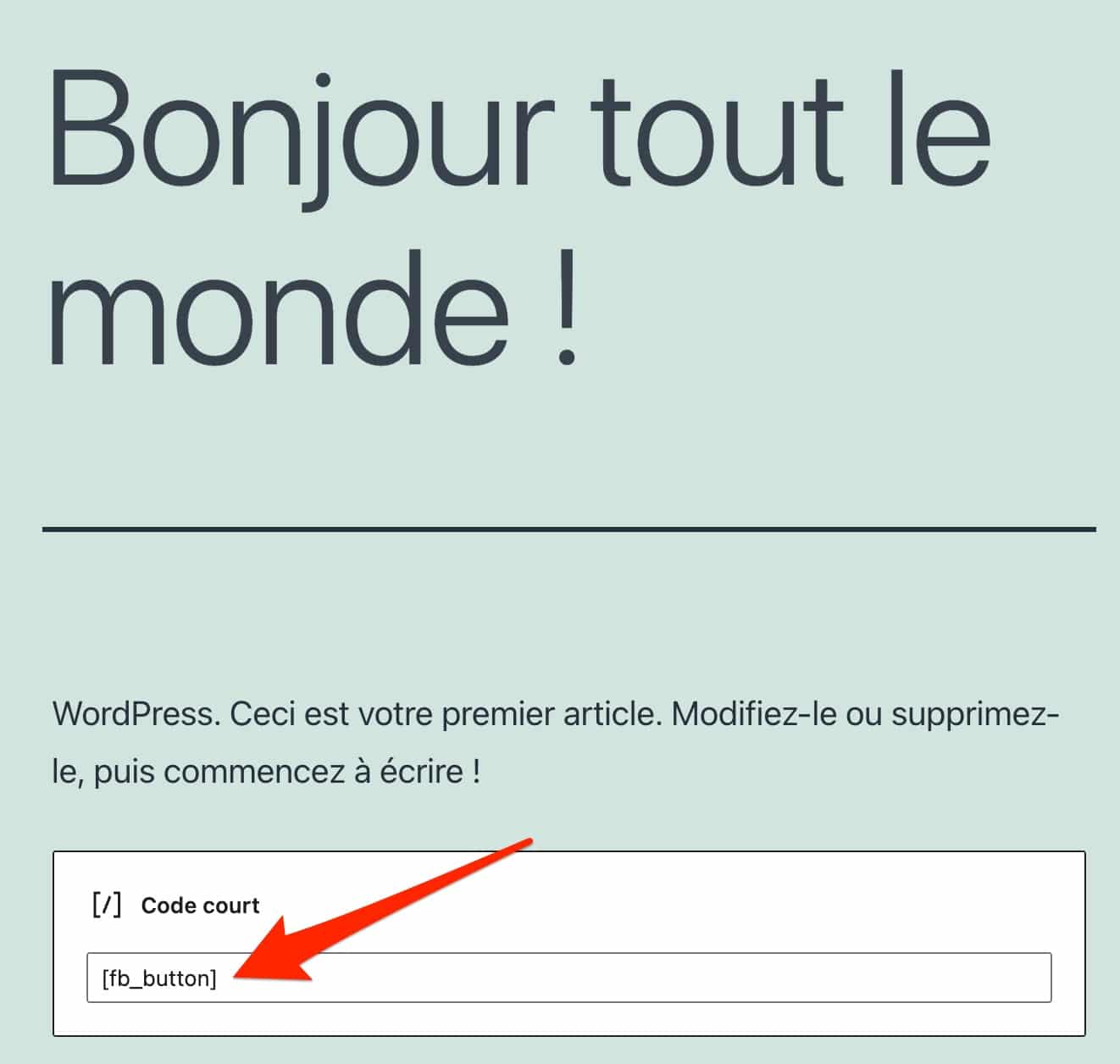 Un code court pour afficher un bouton Facebook sur WordPress.