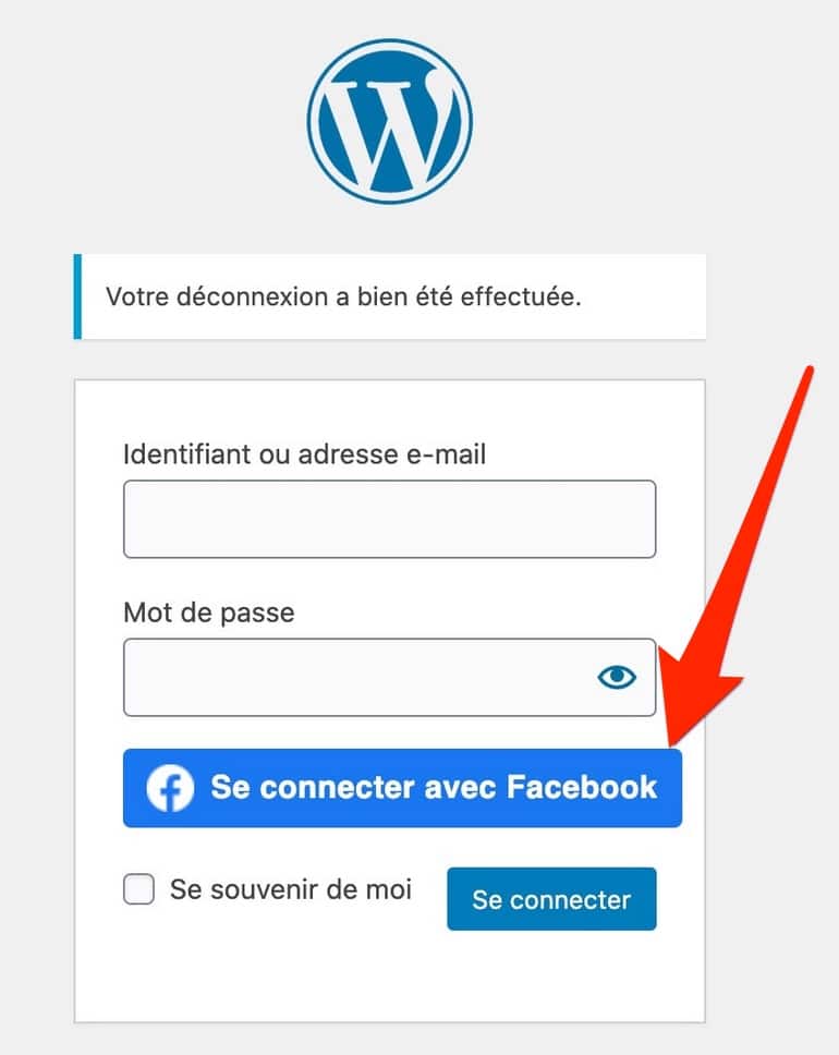 Bouton « Se connecter avec Facebook » de Nextend Social Login & Register.