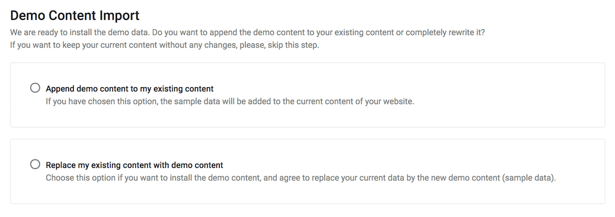 Import the content of the demo in a simple and clear way with Crocoblock.
