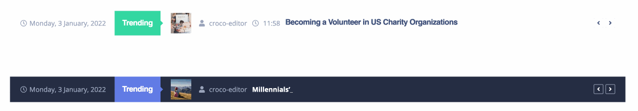 The Elementor Ticker widget from Crocoblock's JetBlog suite.
