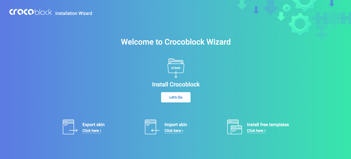 The beginning of the Crocoblock installation wizard.