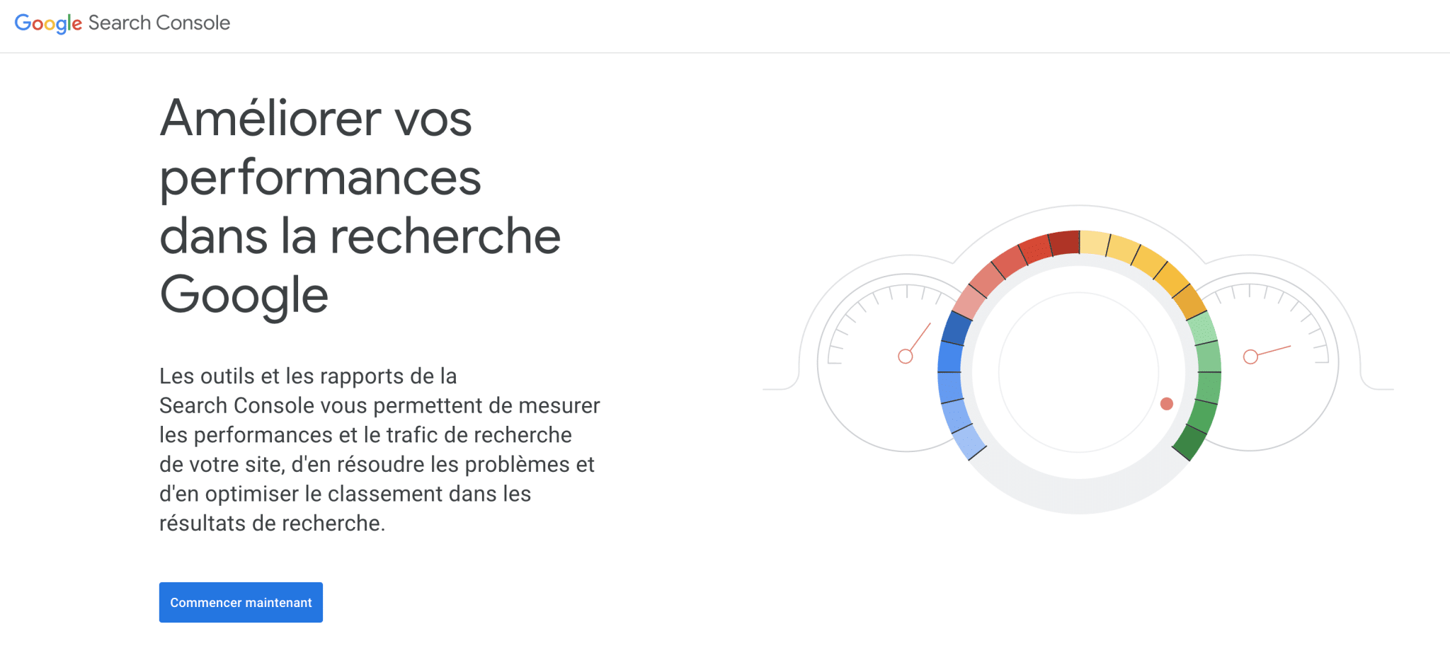 La page d'accueil de Google Search Console.