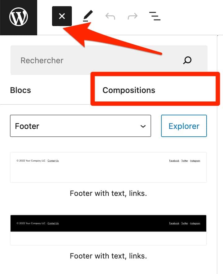 Les compostions de blocs proposées par Frost.