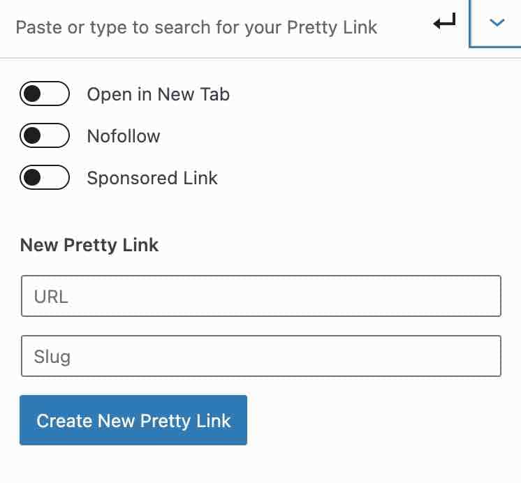 Ajout d'un pretty link directement sur du contenu Gutenberg.