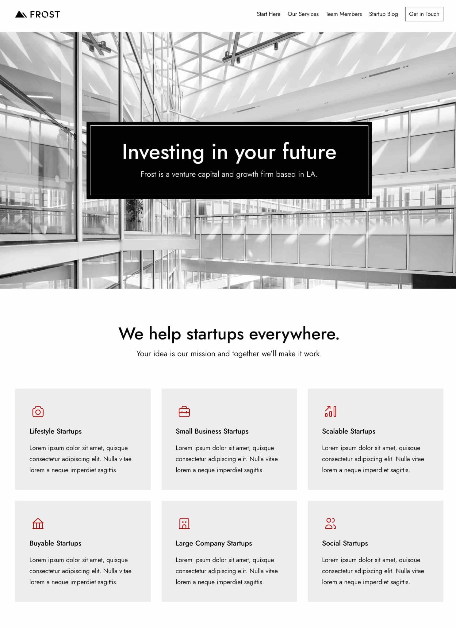 La démo Venture Capital de Frost.