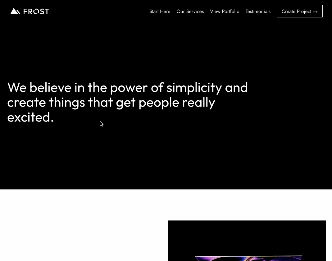 La démo Night Mode de Frost.