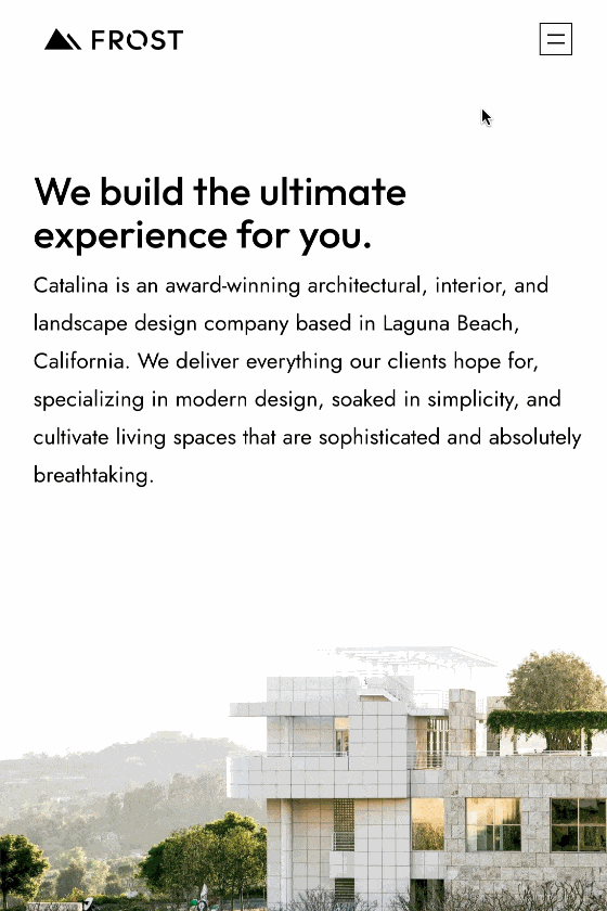 Le menu hamburger de Frost.