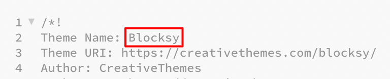 Le nom du thème parent est déclaré dans son fichier style.css.