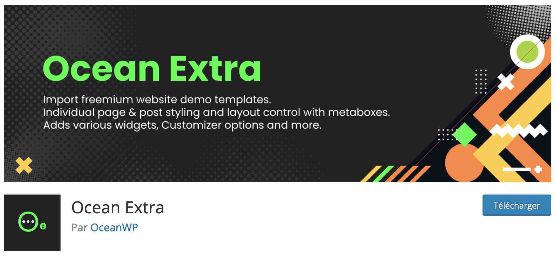 Ocean Extra est une extension boîte à outils pour OceanWP.