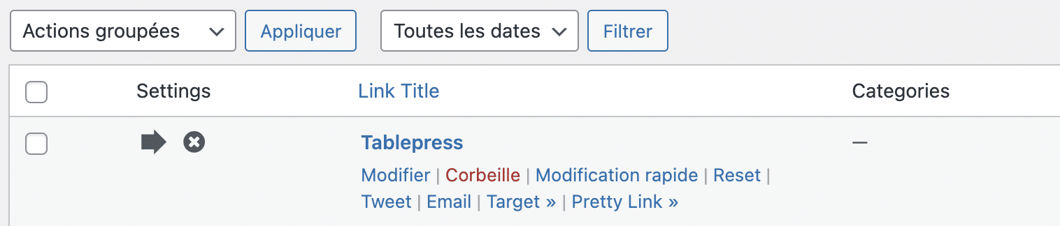 Pretty Links permet de suivre la performance de vos liens.