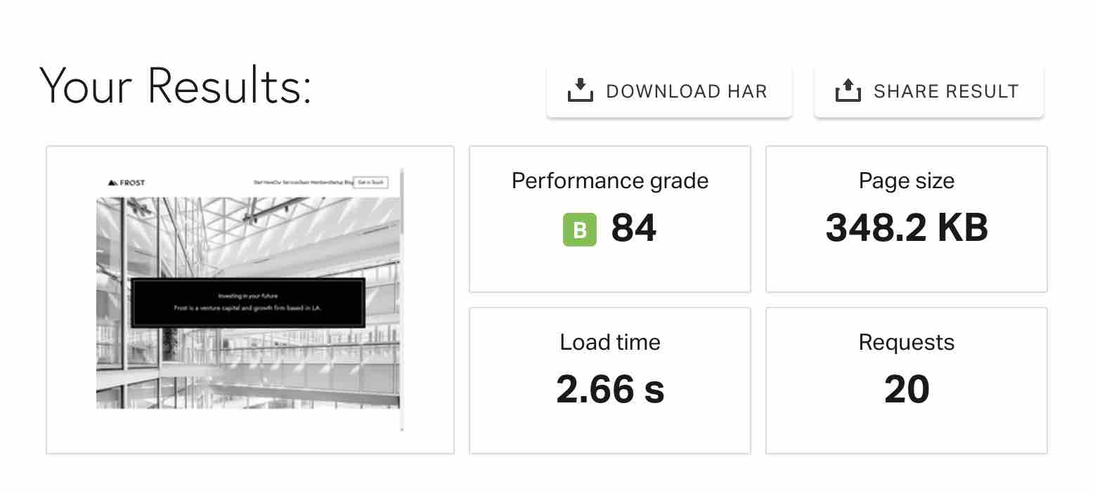 Test du thème Frost sur Pingdom Tools.