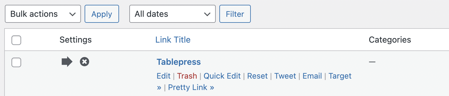 Pretty Links helps to track the performance of your links.