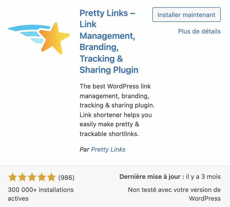 Pretty Links est une extension WordPress qui permet de raccourcir des liens.