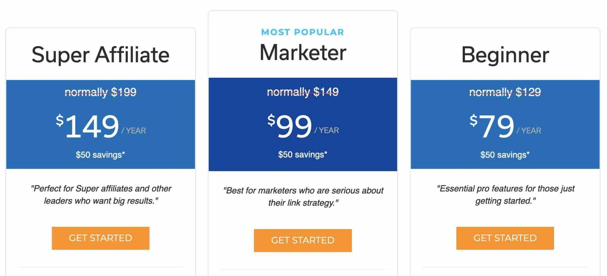 Pretty Links offers 3 different plans to get more of its tool.