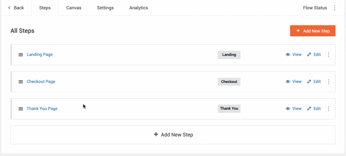 Cartflows propose une interface en glisser-déposer.