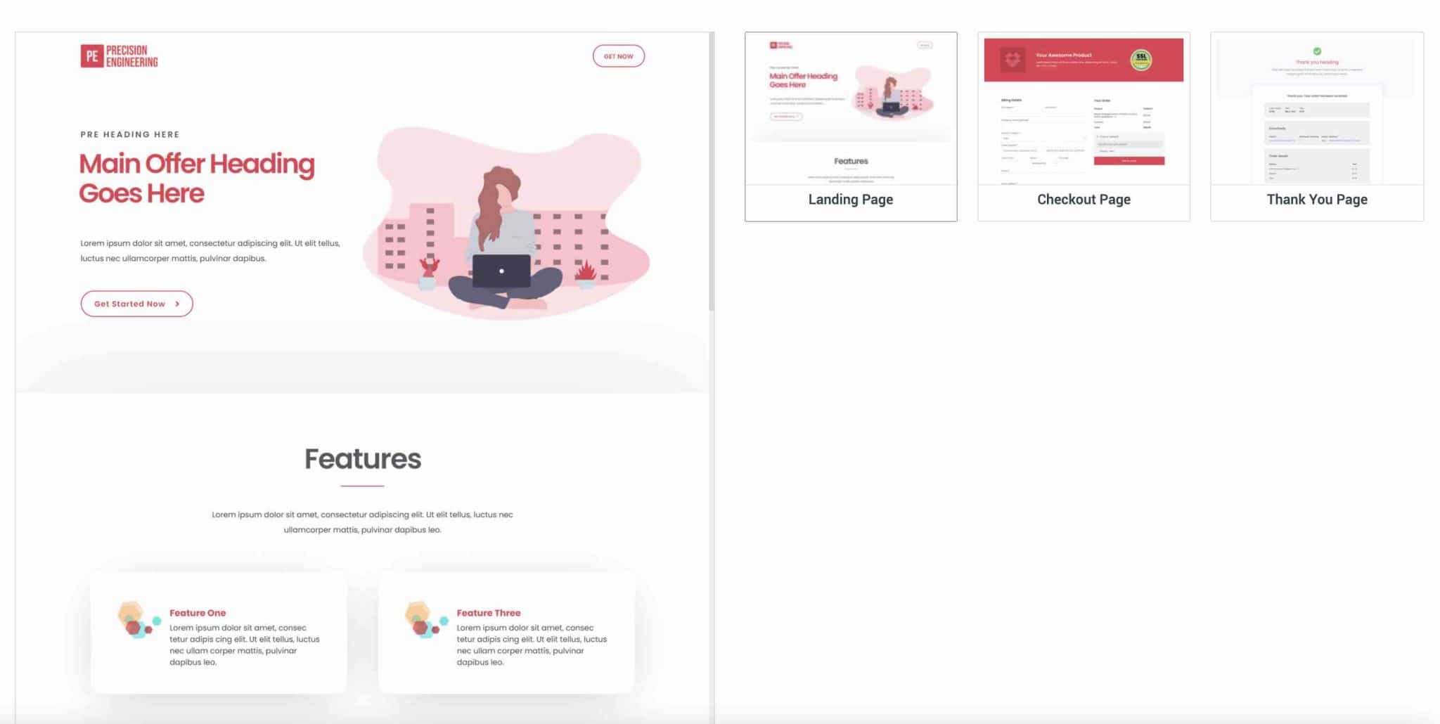 Les templates proposés par Cartflows pour créer un flow.