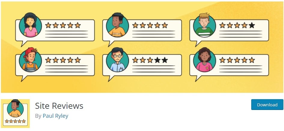 Site Reviews plugin download page.
