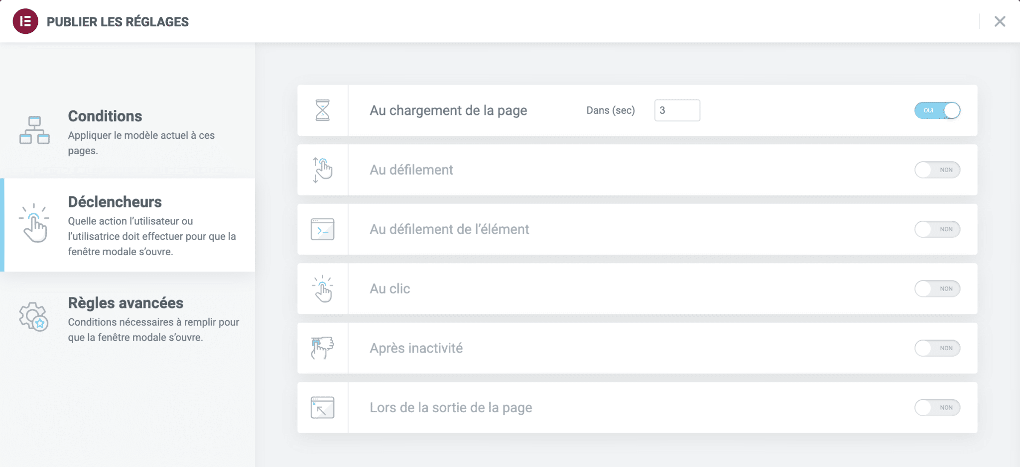 Réglages du constructeur de page WordPress Elementor