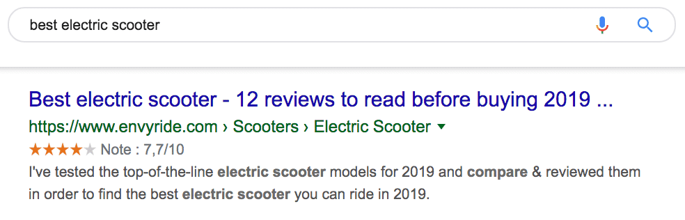 Google search results with rich snippets.