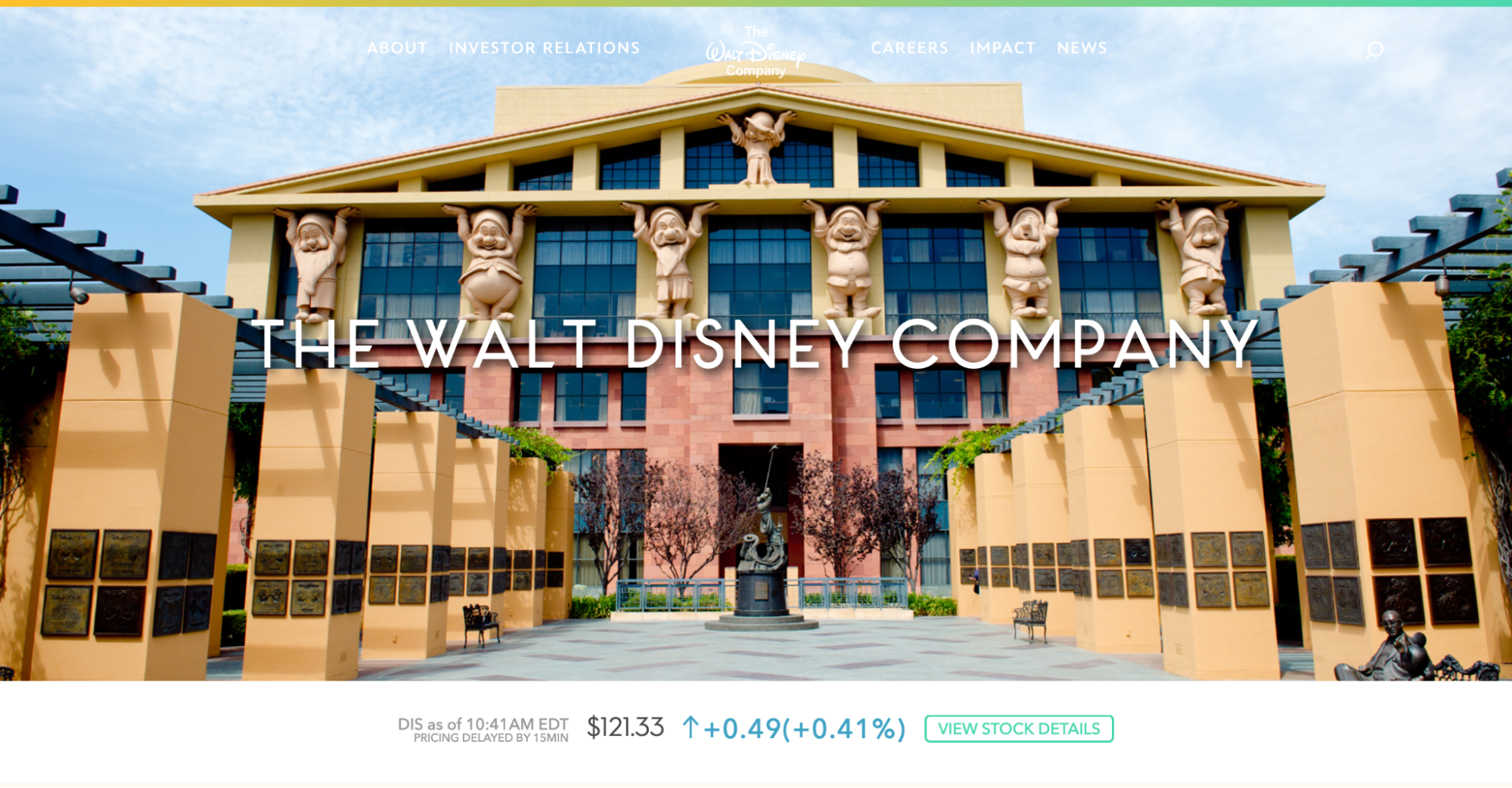 The home page of the Walt Disney Company website.