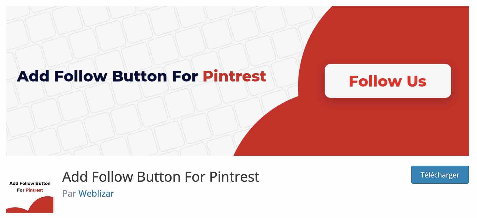 L'extension Add Follow Button For Pintrest.