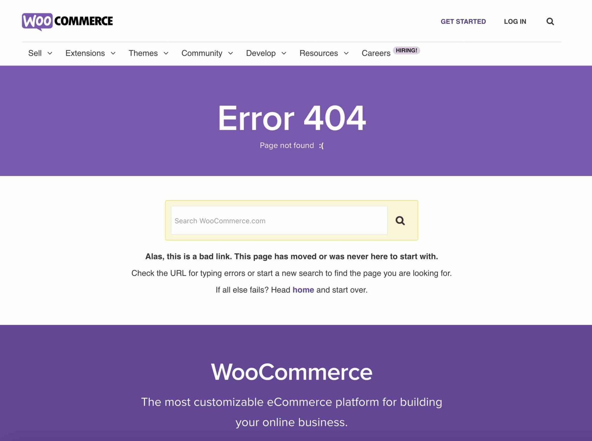 Un erreur 404 sur WooCommerce.