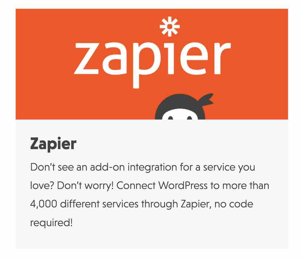 Ninja Forms propose une intégration à Zapier.