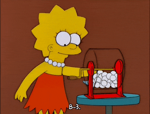 Lisa Simpson tire une boule au loto.
