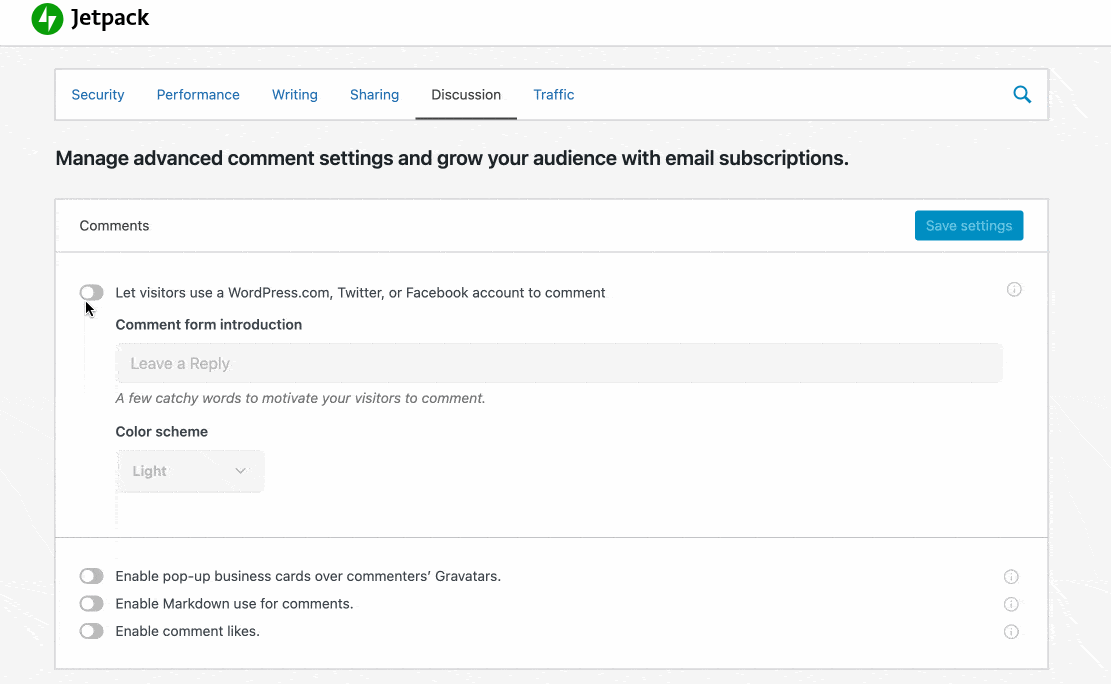 Control tabs on Jetpack.