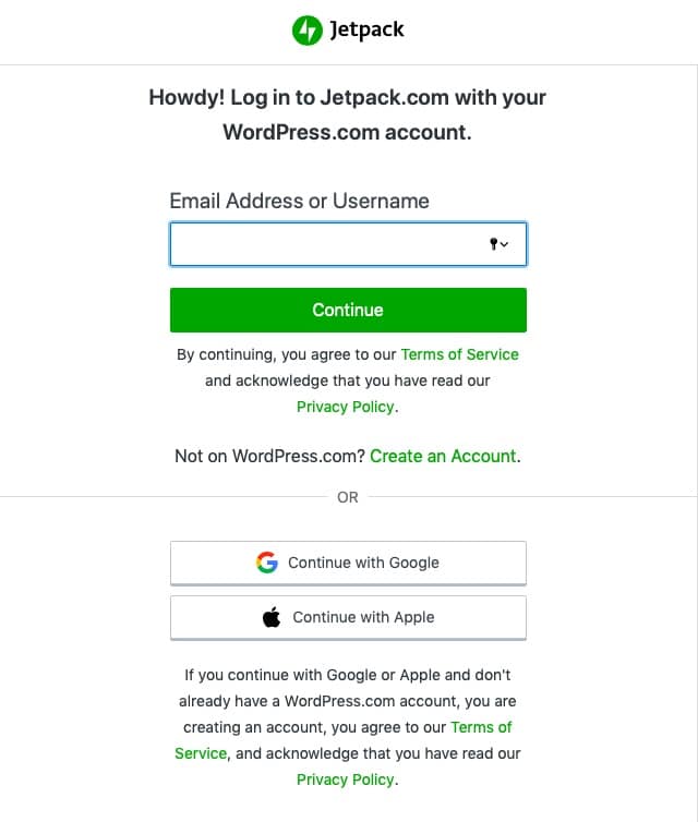 You need a WordPress.com account to use Jetpack.