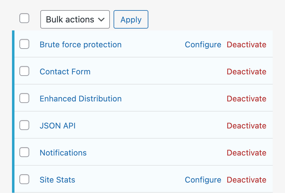 Jetpack's default modules.