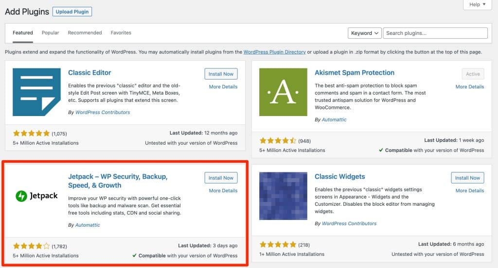 You can install the Jetpack plugin from your administration interface.