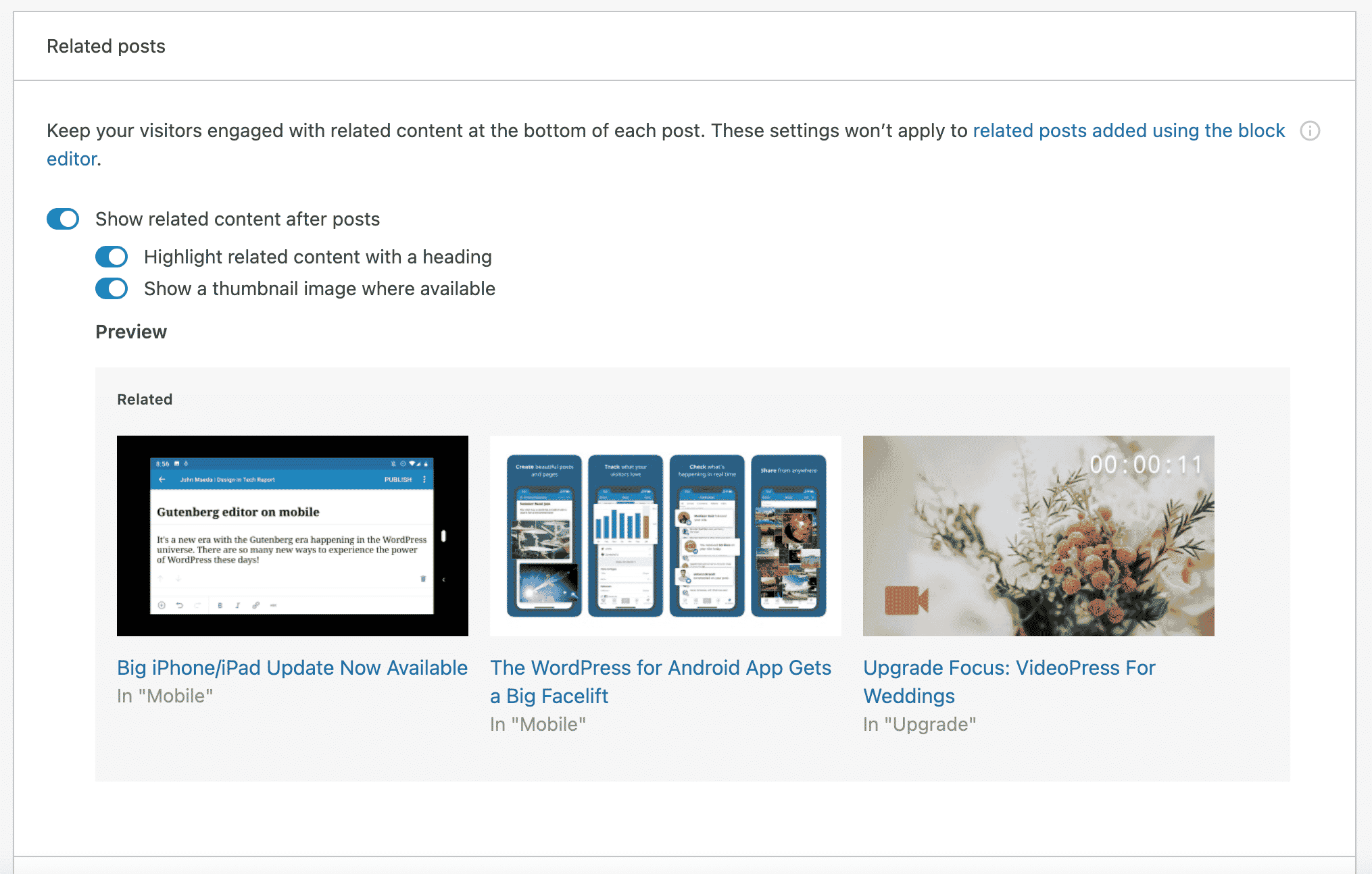 Jetpack allows you to show related posts.