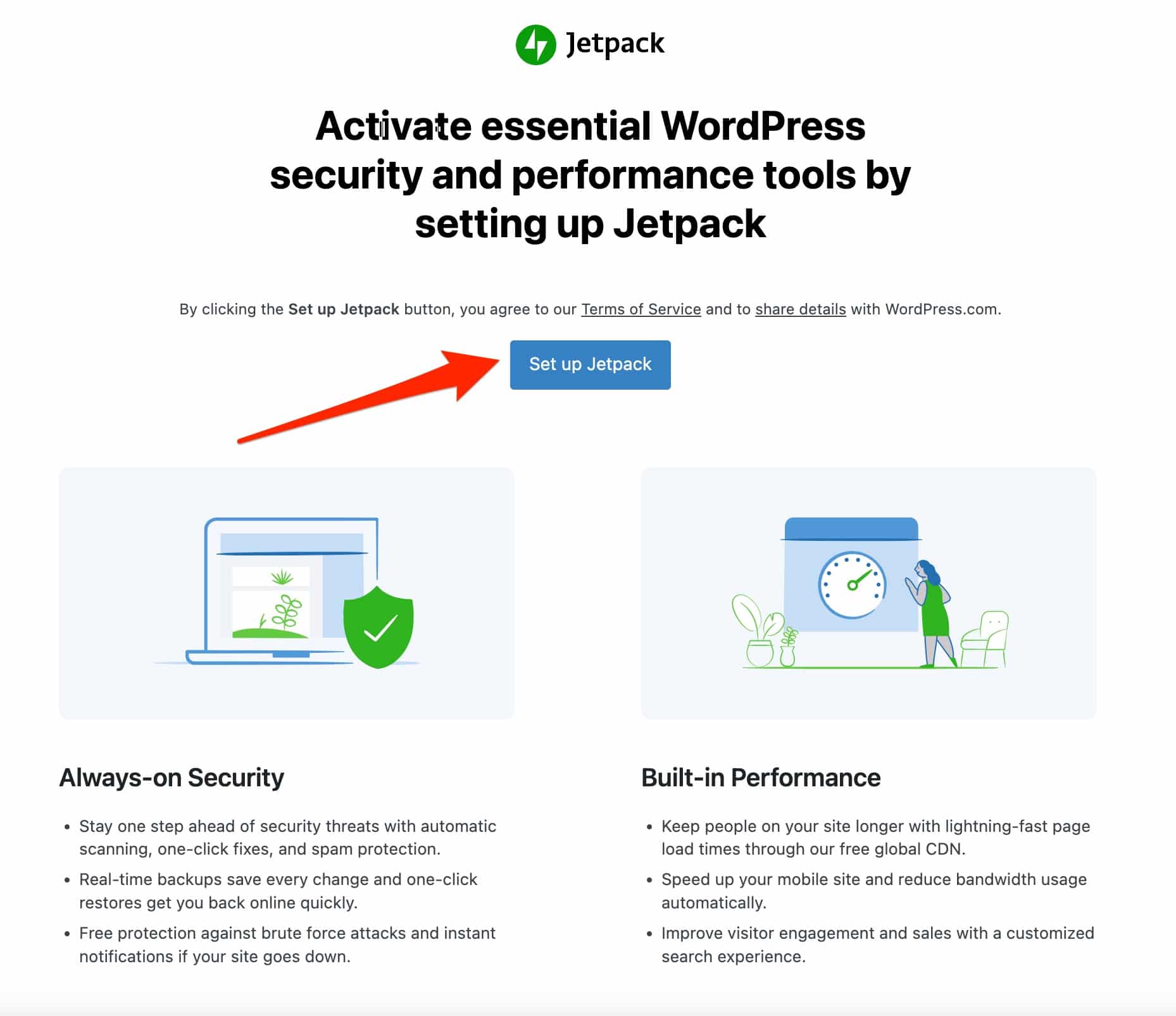 Set up Jetpack after activating it.