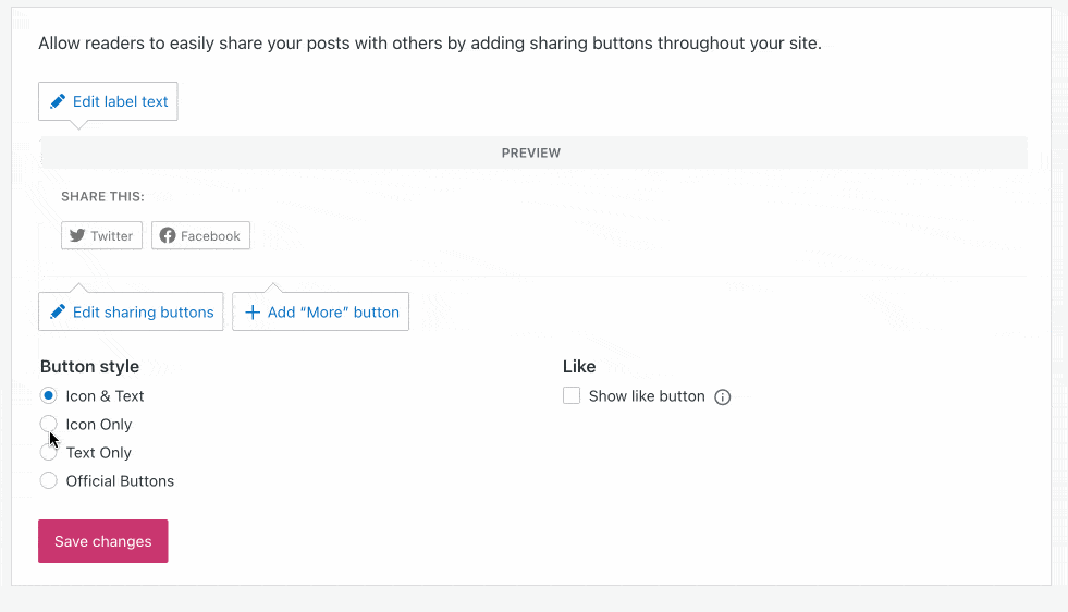 Personalizing Jetpack sharing buttons.