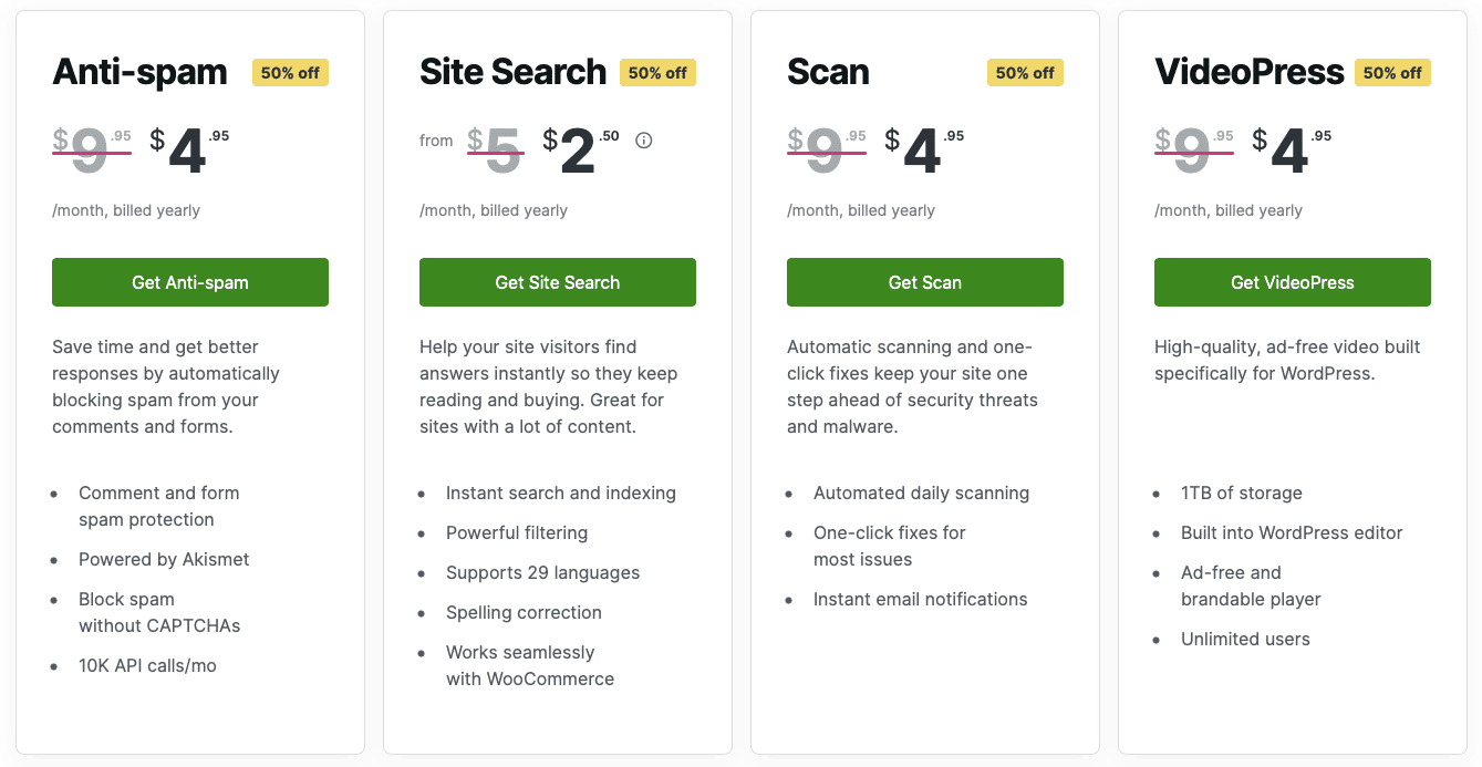 Jetpack also offers pay-per-use features.
