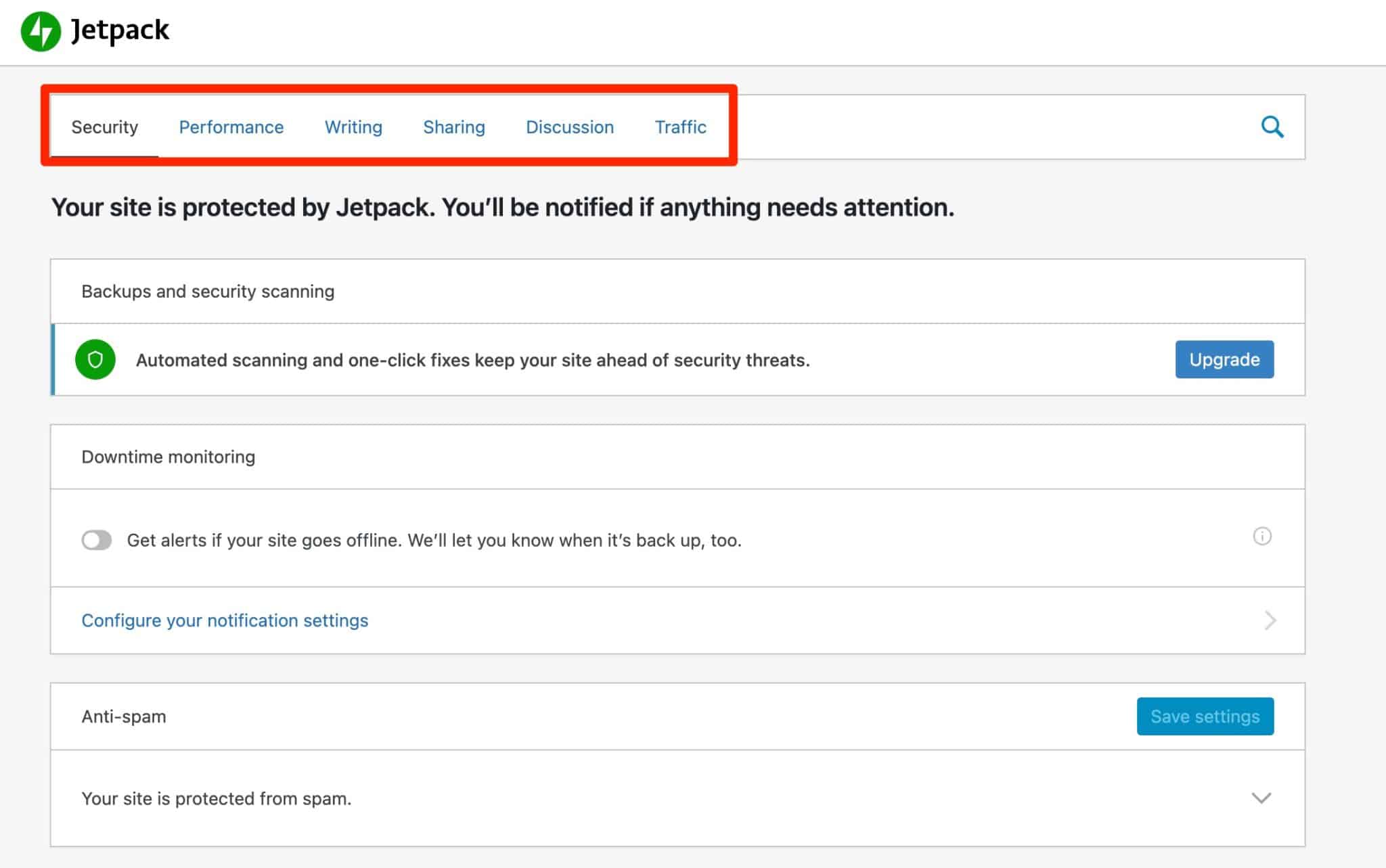 Control tabs on Jetpack.