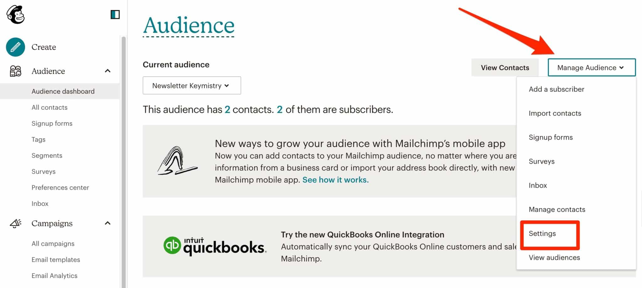 Gestion de l'audience sur Mailchimp, pour envoyer une newsletter sur WordPress.