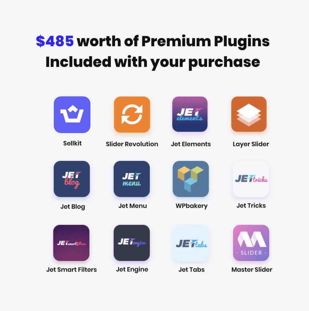 Premium plugins included with the Jupiter theme X2.
