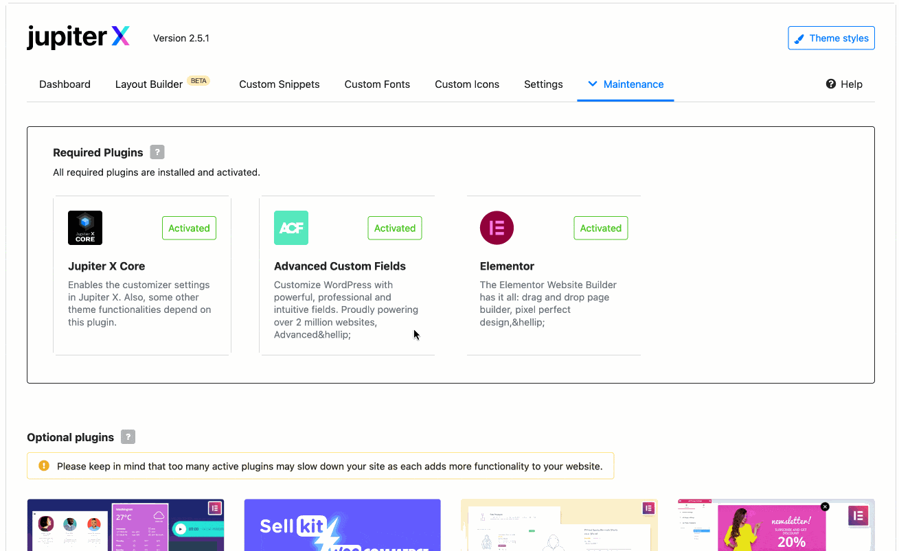 Premium plugins of the Jupiter theme.