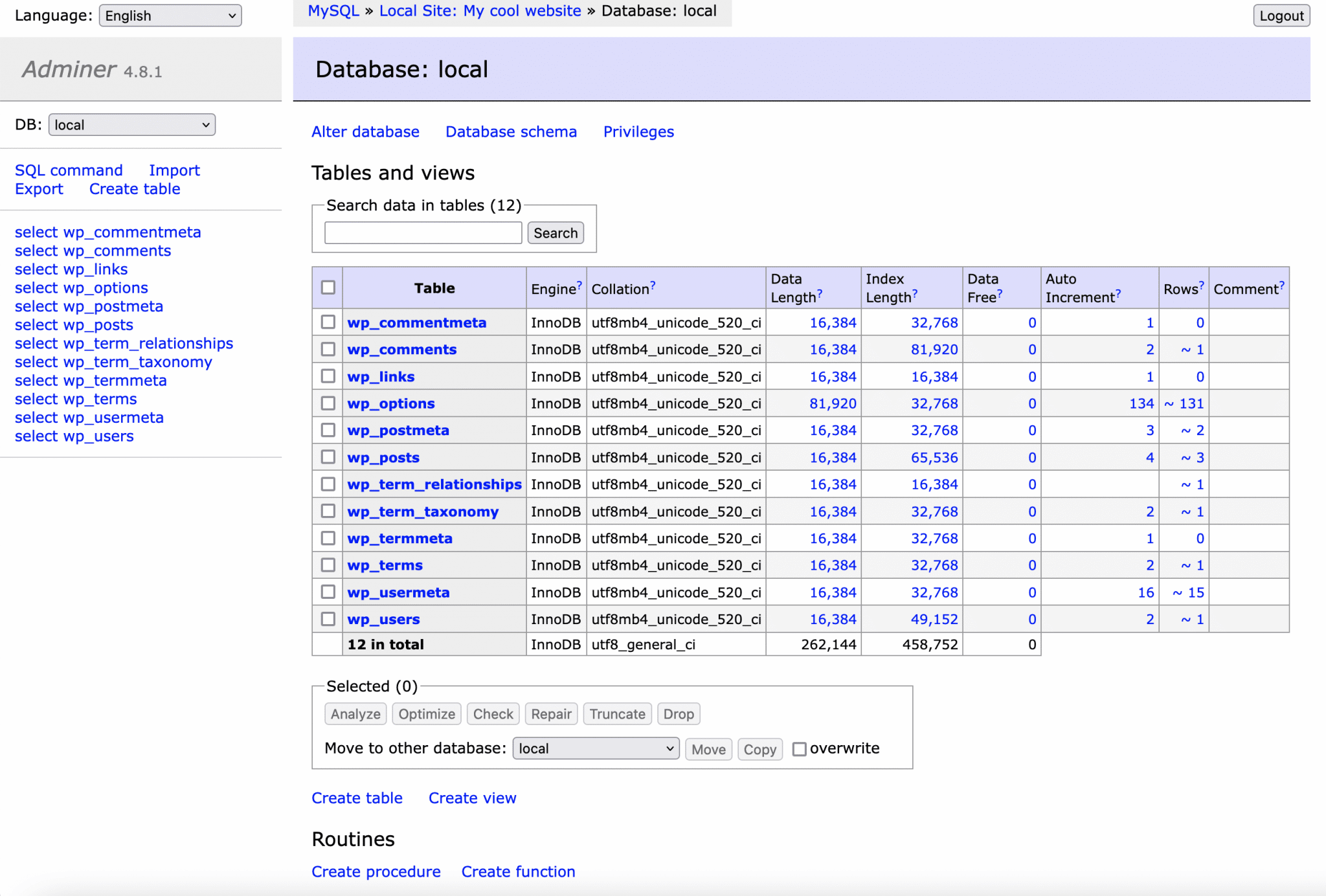 Local by Flywheel uses Adminer to handle your database.